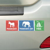 進歩論者、自由進歩的ライトは3つを取ります バンパーステッカー (車上)