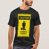 進行中の印のTシャツをきれいにする注意 Tシャツ (正面)