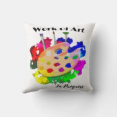 進行中の芸術作品アーティストパレットブラシ クッション (裏面)