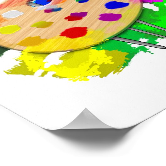 進行中の芸術作品アーティストパレットブラシ ポスター (角)