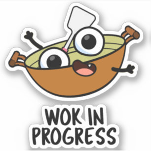 進行中のWokおもしろい料理Pun シール