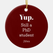 進行中Burgundy PhDの学生 セラミックオーナメント (正面)