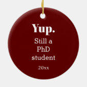 進行中Burgundy PhDの学生 セラミックオーナメント (裏面)