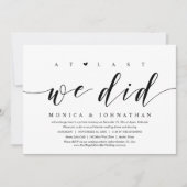 遂に我々は、の駆け結婚落ち夕食のパーティーを行った 招待状 (正面)