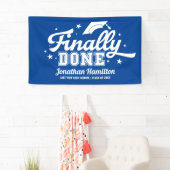 遂に終了 青い卒業パーティー 横断幕 (インサイチュ)