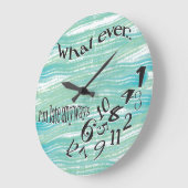 遅いおもしろいティール(緑がかった色)のブラシストローク ラージ壁時計 (傾斜)