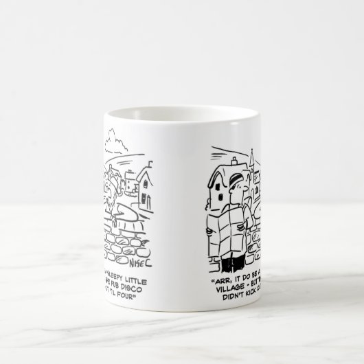 遅いパブのディスコのために眠い農村 コーヒーマグカップ (中央)