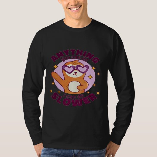 遅い何でも可愛いナマケモノ Tシャツ (正面)