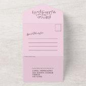 遅い結婚式の招待状　ブラックピンクの写真 オールインワン招待状 (外側)