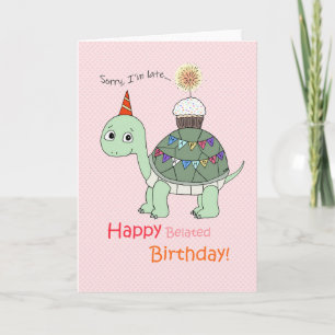 遅い誕生日かわいい亀に遅れて申し訳ない カード