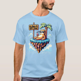 遅いWiFiゾーン – Pixel おもしろい Art Sloth Vacation Tシャツ