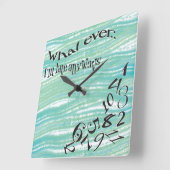 遅おもしろいいティール(緑がかった色) スクエア壁時計 (傾斜)