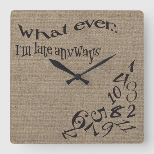 遅おもしろい刻時計 スクエア壁時計 (正面)