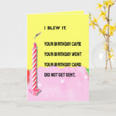 遅おもしろい誕生日 カード (黄色い花)