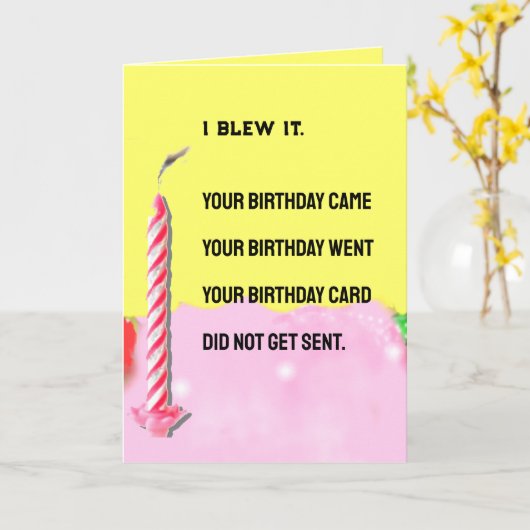 遅おもしろい誕生日 カード (黄色い花)