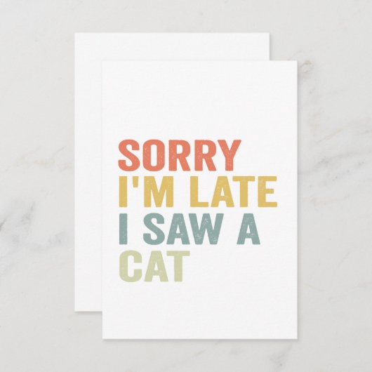 遅くなってごめんなさい、かわいい子ネコのおもしろいプレゼントを見た サンキューカード (正面/裏面)