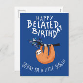 遅くなってごめんなさい。ハッピーベレート誕生日 シーズンポストカード (正面/裏面)