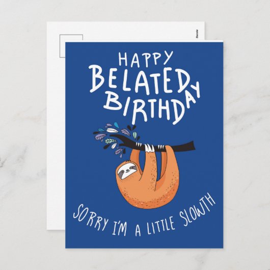 遅くなってごめんなさい。ハッピーベレート誕生日 シーズンポストカード (正面/裏面)