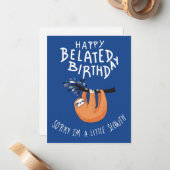 遅くなってごめんなさい。ハッピーベレート誕生日 ノートカード (正面/裏面インサイチュ)