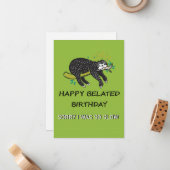遅くなってごめんなさい。ハッピーベレート誕生日 ノートカード (正面/裏面インサイチュ)