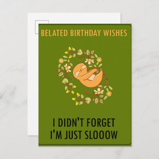 遅くなってごめんなさい。ハッピーベレート誕生日 案内ポストカード (正面/裏面)