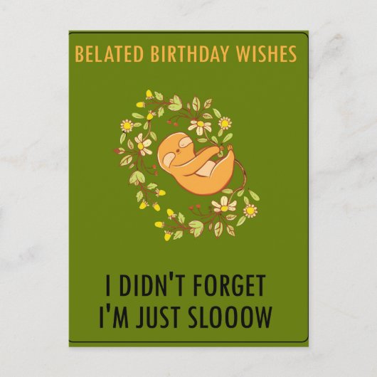 遅くなってごめんなさい。ハッピーベレート誕生日 案内ポストカード (正面)