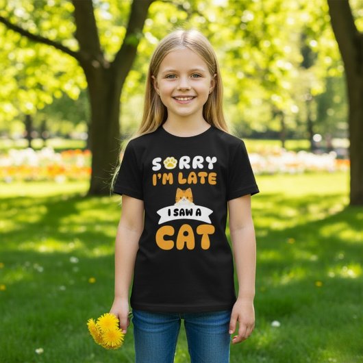 遅くなってごめんなさい、猫を見た Tシャツ