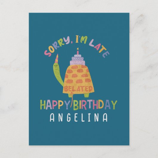 遅くなってごめん。お誕生日おめでとう ポストカード (正面)