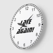 遅く再度! -後方にまたは白黒時間を記録して下さい ラージ壁時計 (傾斜)