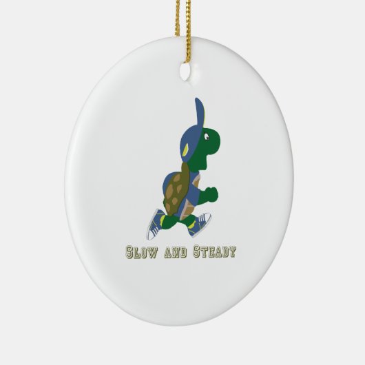 遅く落ち着いたランニングのカメ セラミックオーナメント (右)
