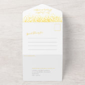 遅すぎた結婚式に黄色の水彩画が降り注ぐ オールインワン招待状 (外側)