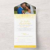 遅すぎた結婚式に黄色の水彩画が降り注ぐ オールインワン招待状 (内側)