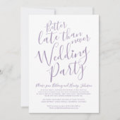 遅すぎるよりはマシな結婚式パーティー ミュートパープル 招待状 (正面)