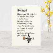 遅れたおもしろいハッピーバースデー詩を歌った カード (黄色い花)