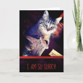 遅れたお詫び かわいい タビー子猫 交換可能な写真 カード (正面)