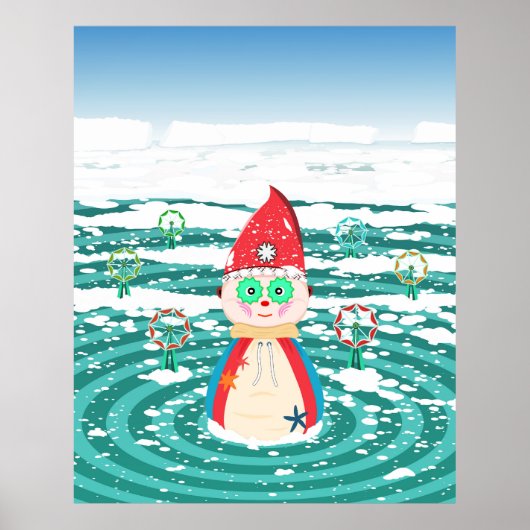 遅れたクリスマスのイラストレーション ポスター (正面)