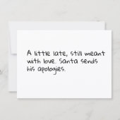 遅れたクリスマスカードにユーモアを シーズンカード (裏面)
