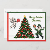 遅れたクリスマスハートとシャムロック シーズンポストカード (正面/裏面)