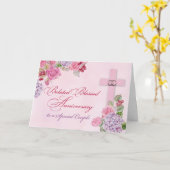 遅れた宗教結婚の記念日リングや輪が交差 カード (黄色い花)