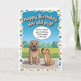 遅れた誕生日おめでとう犬 カード