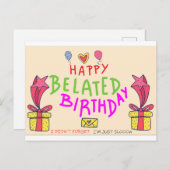 遅れた誕生日おめでとう ポストカード (正面/裏面)