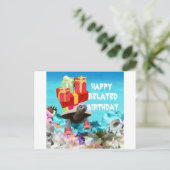 遅れた誕生日のための亀のカーリングギフト ポストカード (スタンド正面)