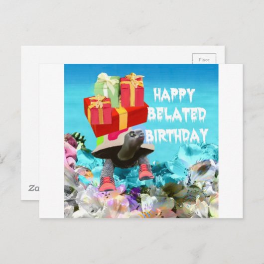 遅れた誕生日のための亀のカーリングギフト ポストカード (正面/裏面)