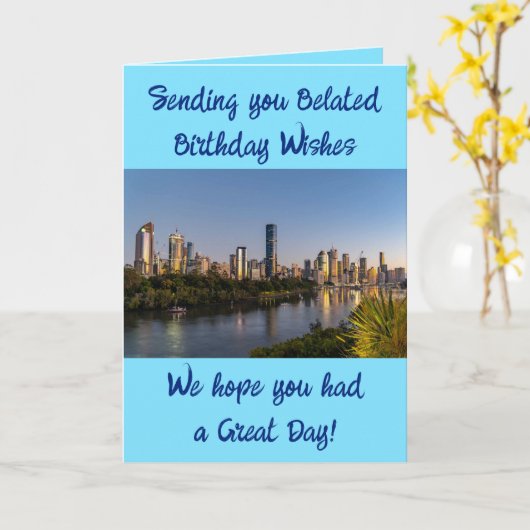 遅れた誕生日の願いを写真の青を追加 カード (黄色い花)