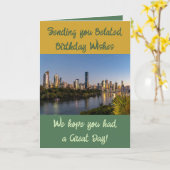 遅れた誕生日の願い写真の緑の金ゴールドを追加 カード (黄色い花)