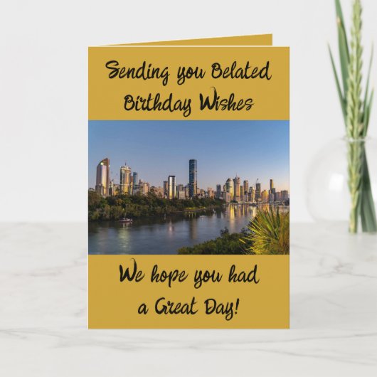 遅れた誕生日の願い写真の金ゴールドを追加 カード (正面)