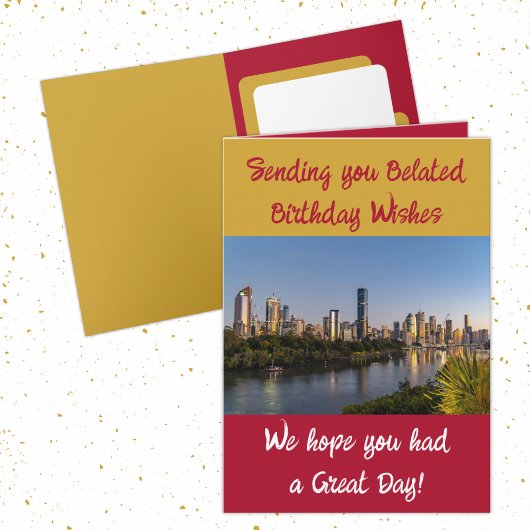 遅れた誕生日の願い写真の金ゴールド赤を追加 カード