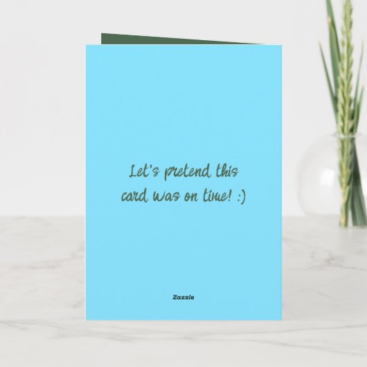 遅れた誕生日の願い写真の青の緑を追加 カード (裏面)