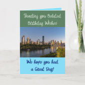 遅れた誕生日の願い写真の青の緑を追加 カード (正面)