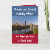 遅れた誕生日の願い写真の青の赤を追加 カード (正面)